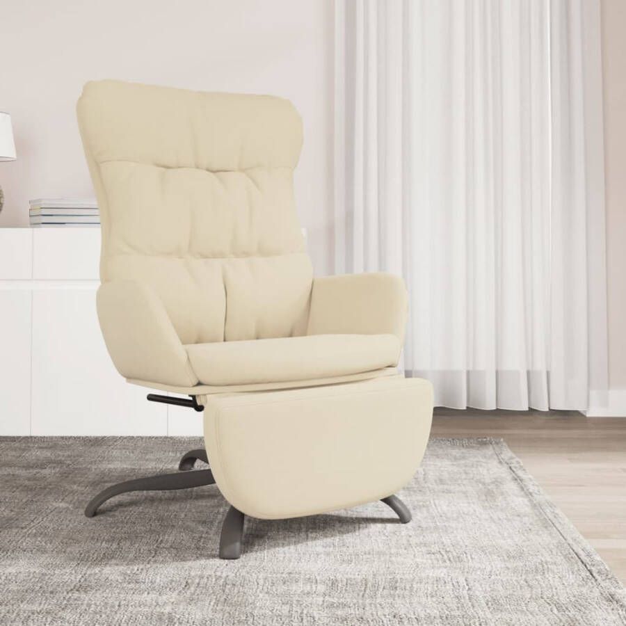 VIDAXL Relaxstoel met voetensteun stof crèmekleurig
