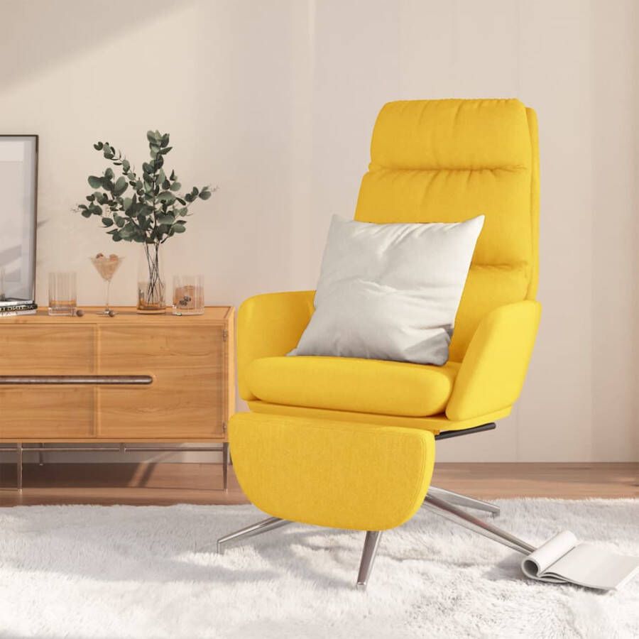 VidaXL Relaxstoel met voetensteun stof mosterdgeel - Foto 1