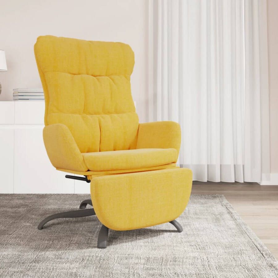 VIDAXL Relaxstoel met voetensteun stof mosterdgeel - Foto 1