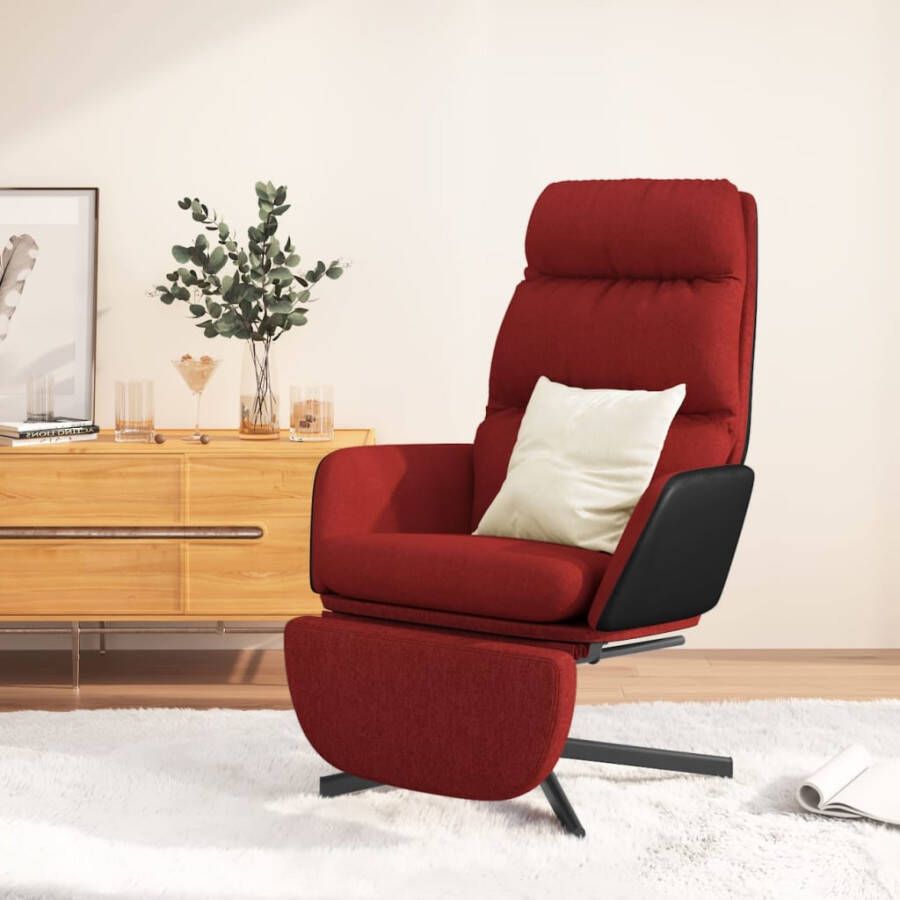 VIDAXL Relaxstoel met voetensteun stof wijnrood - Foto 1