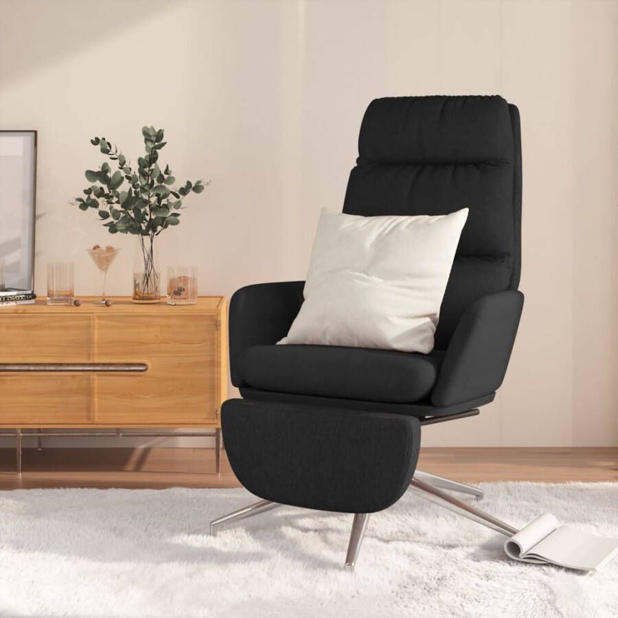 VidaXL Relaxstoel met voetensteun stof zwart - Foto 1