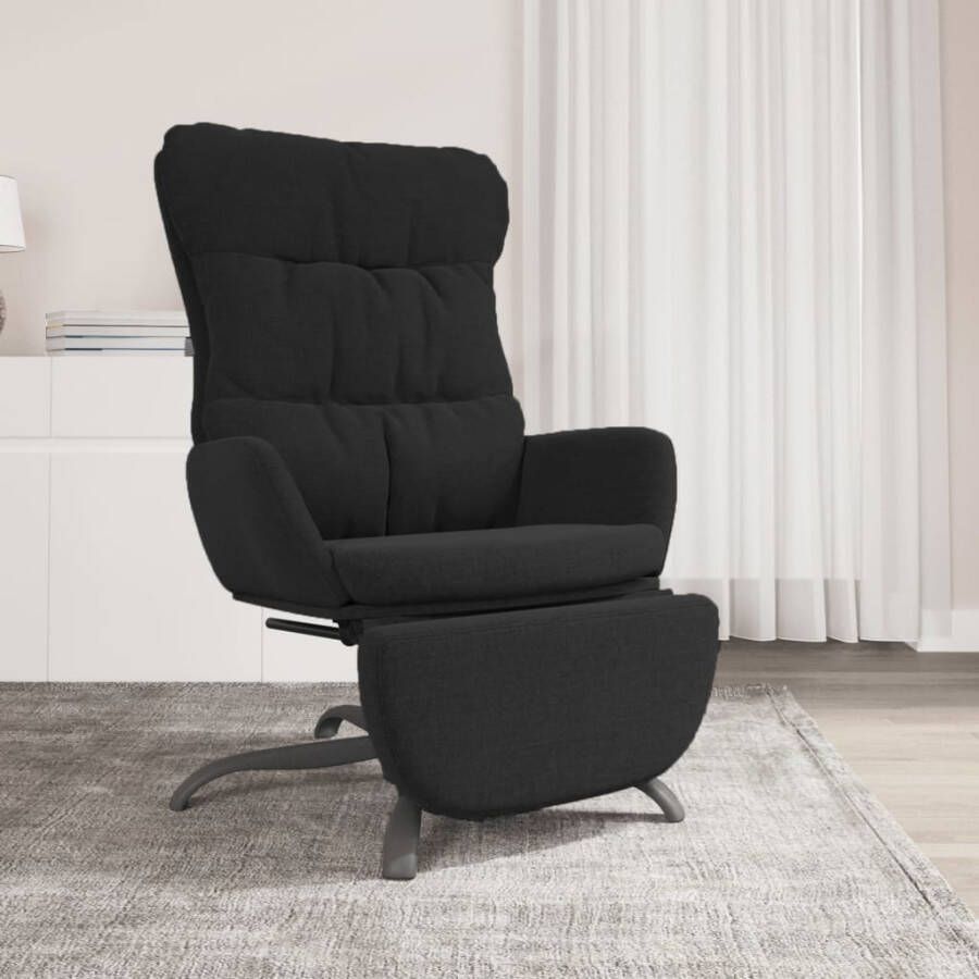 VIDAXL Relaxstoel met voetensteun stof zwart - Foto 1