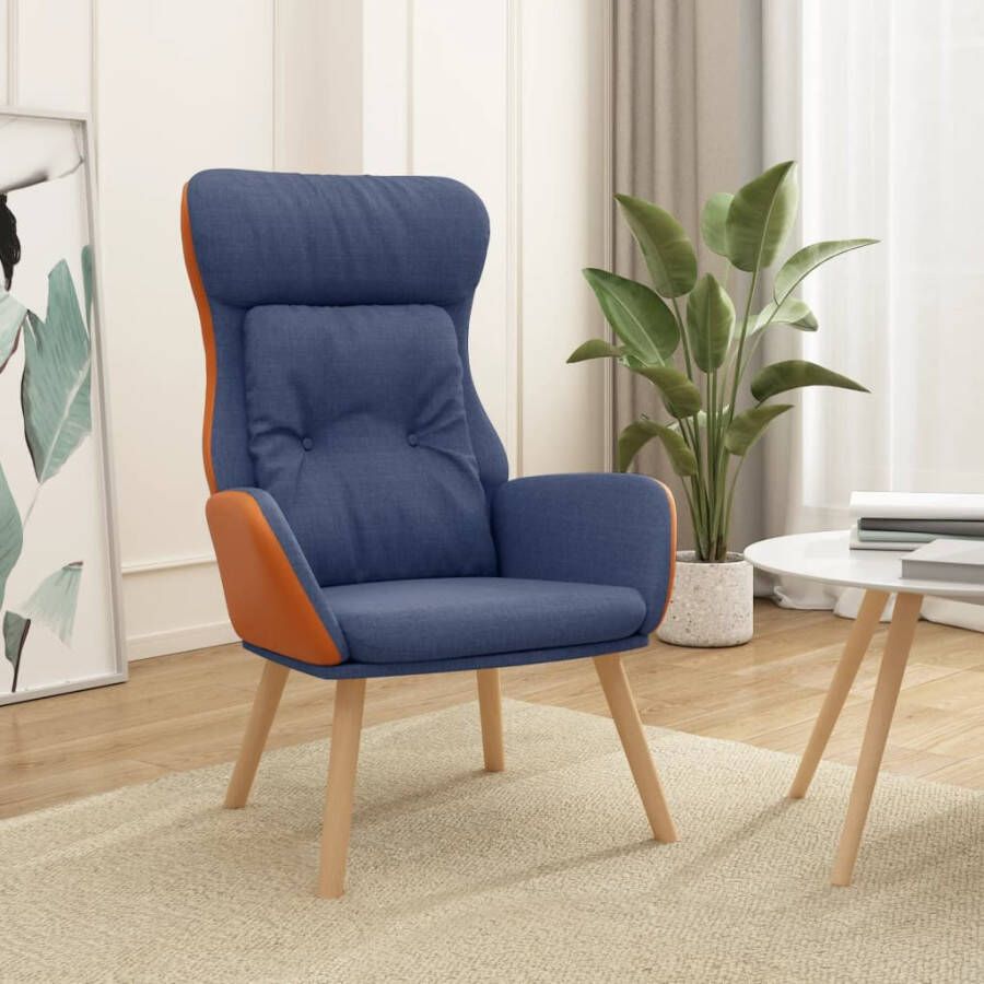 VIDAXL Relaxstoel stof en PVC blauw - Foto 1