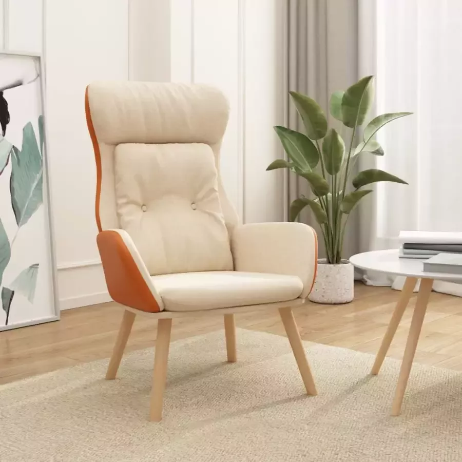 VIDAXL Relaxstoel stof en PVC crèmekleurig