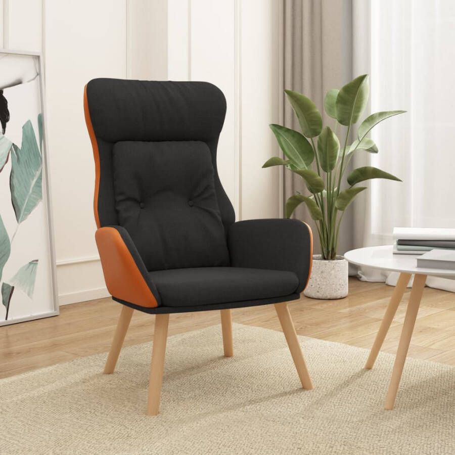 VIDAXL Relaxstoel stof en PVC zwart - Foto 2