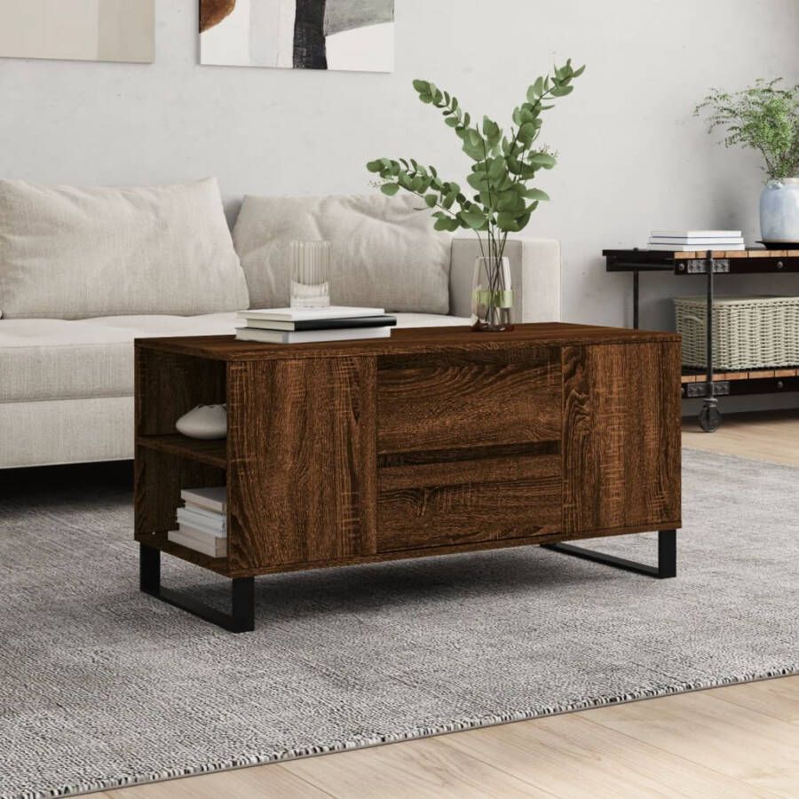 VidaXL -Salontafel-102x44 5x50-cm-bewerkt-hout-bruin-eikenkleur - Foto 3