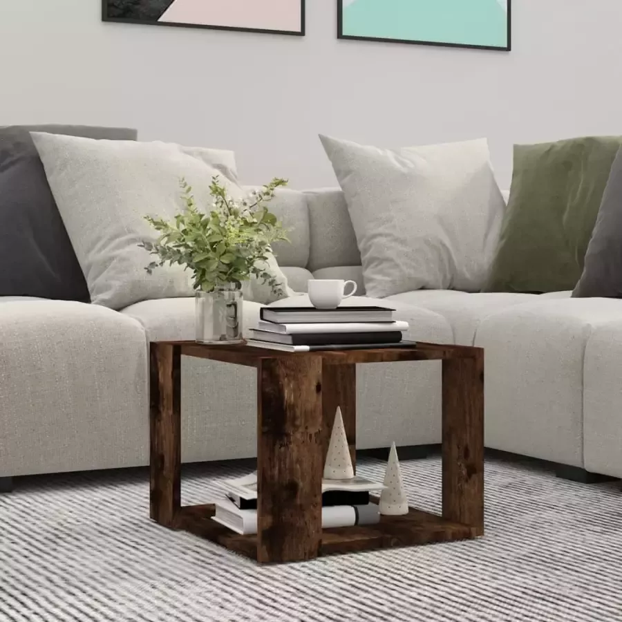 VIDAXL Salontafel 40x40x30 cm bewerkt hout gerookt eikenkleurig