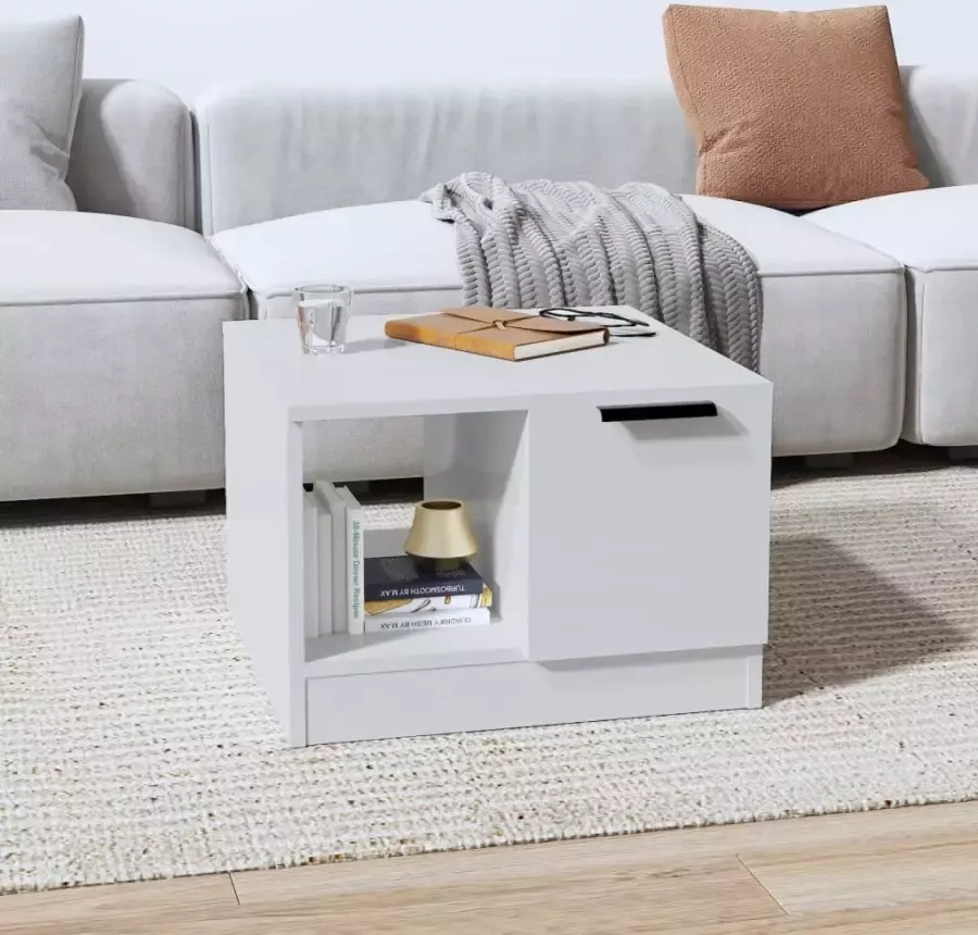 VidaXL -Salontafel-50x50x36-cm-bewerkt-hout-hoogglans-wit - Foto 2