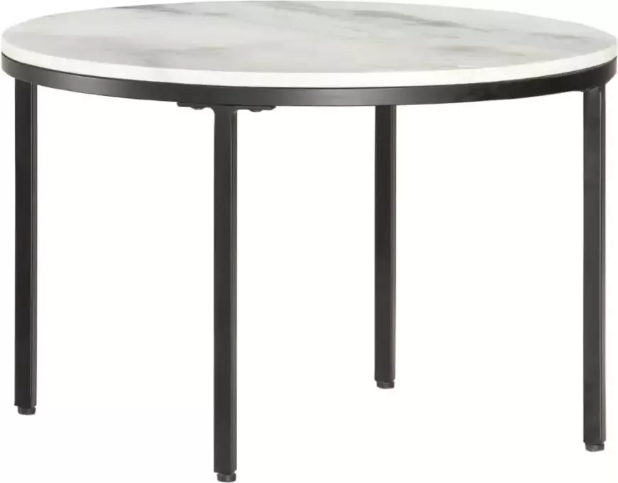 VidaXL Salontafel Ø65 cm echt massief marmer wit en zwart - Foto 2