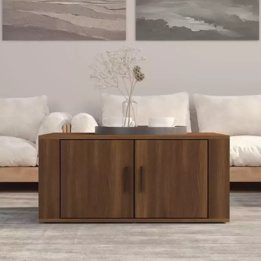 VIDAXL Salontafel 80x50x36 cm bewerkt hout bruineikenkleurig