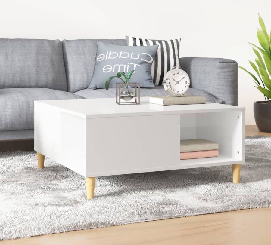 VidaXL -Salontafel-80x80x36 5-cm-bewerkt-hout-hoogglans-wit - Foto 3