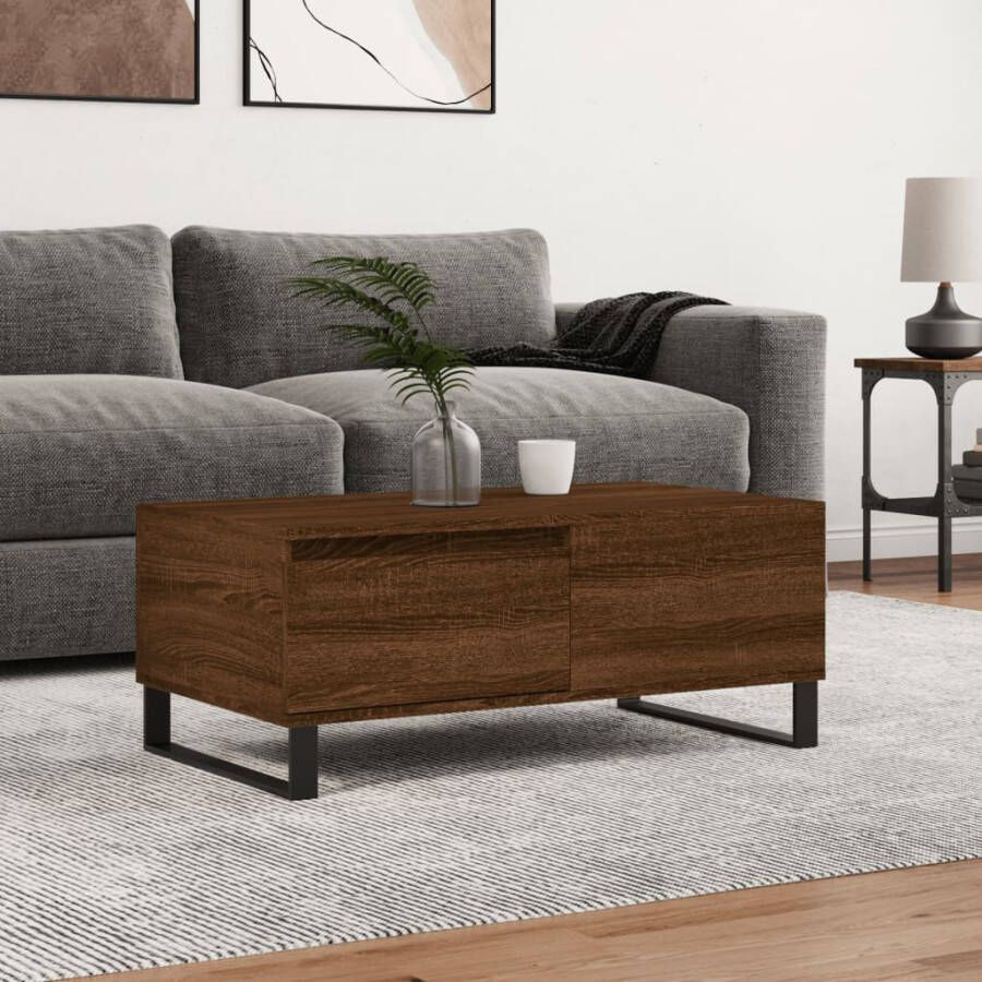 VidaXL -Salontafel-90x50x36 5-cm-bewerkt-hout-bruin-eikenkleur - Foto 2