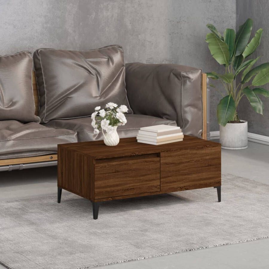 VidaXL -Salontafel-90x50x36 5-cm-bewerkt-hout-bruin-eikenkleur - Foto 2