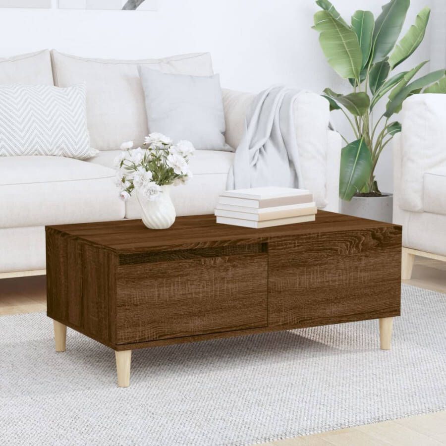 VidaXL -Salontafel-90x50x36 5-cm-bewerkt-hout-bruin-eikenkleur - Foto 3