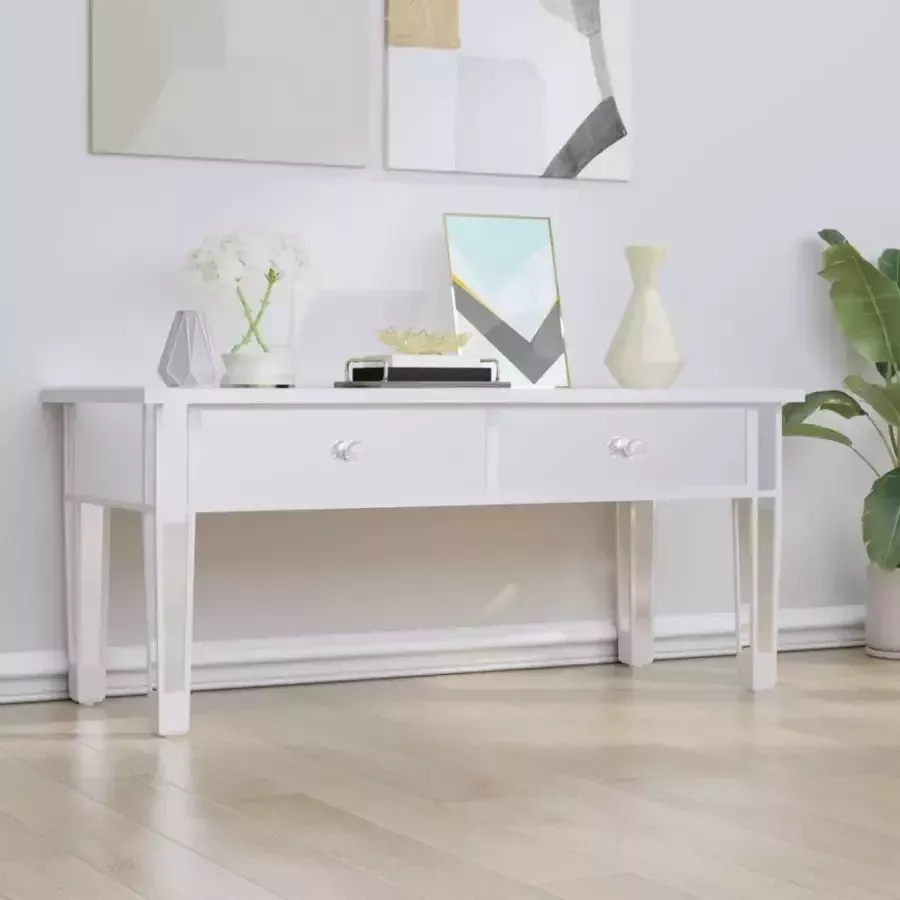 VidaXL -Salontafel-gespiegeld-106x45x45-cm-bewerkt-hout-en-glas - Foto 2