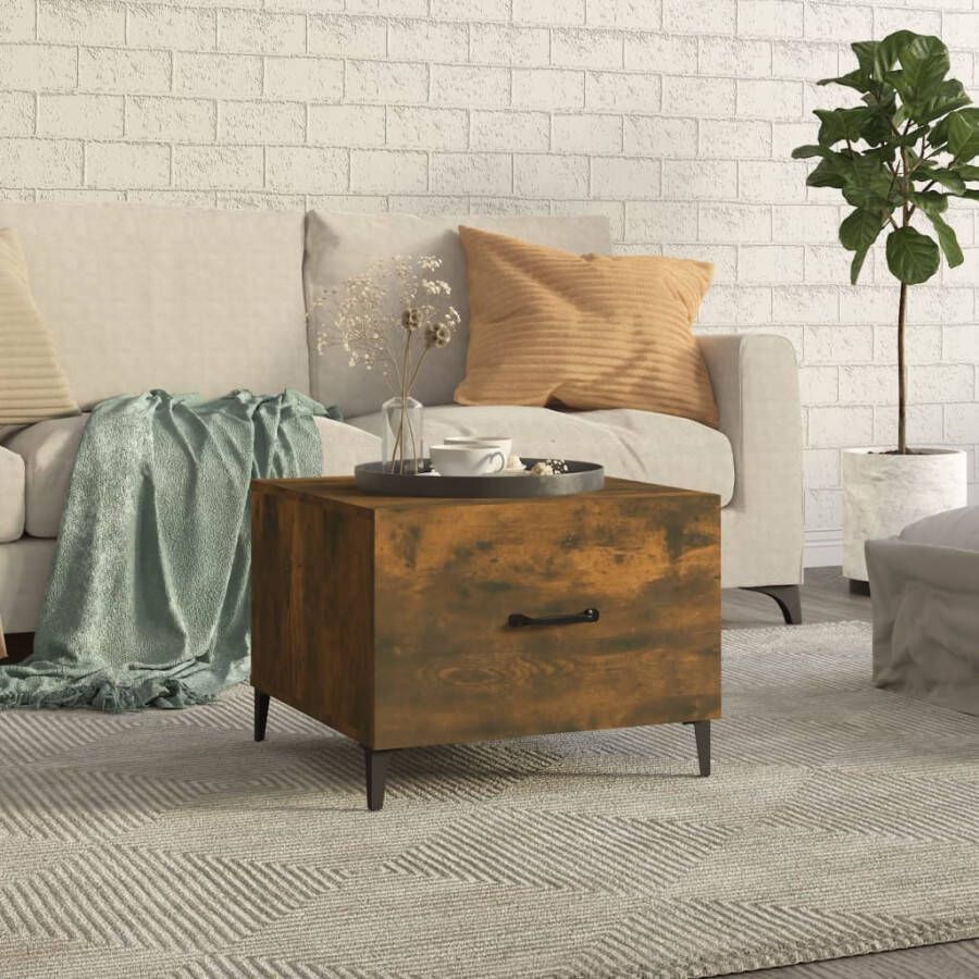 VidaXL -Salontafel-met-metalen-poten-50x50x40-cm-gerookt-eikenkleurig