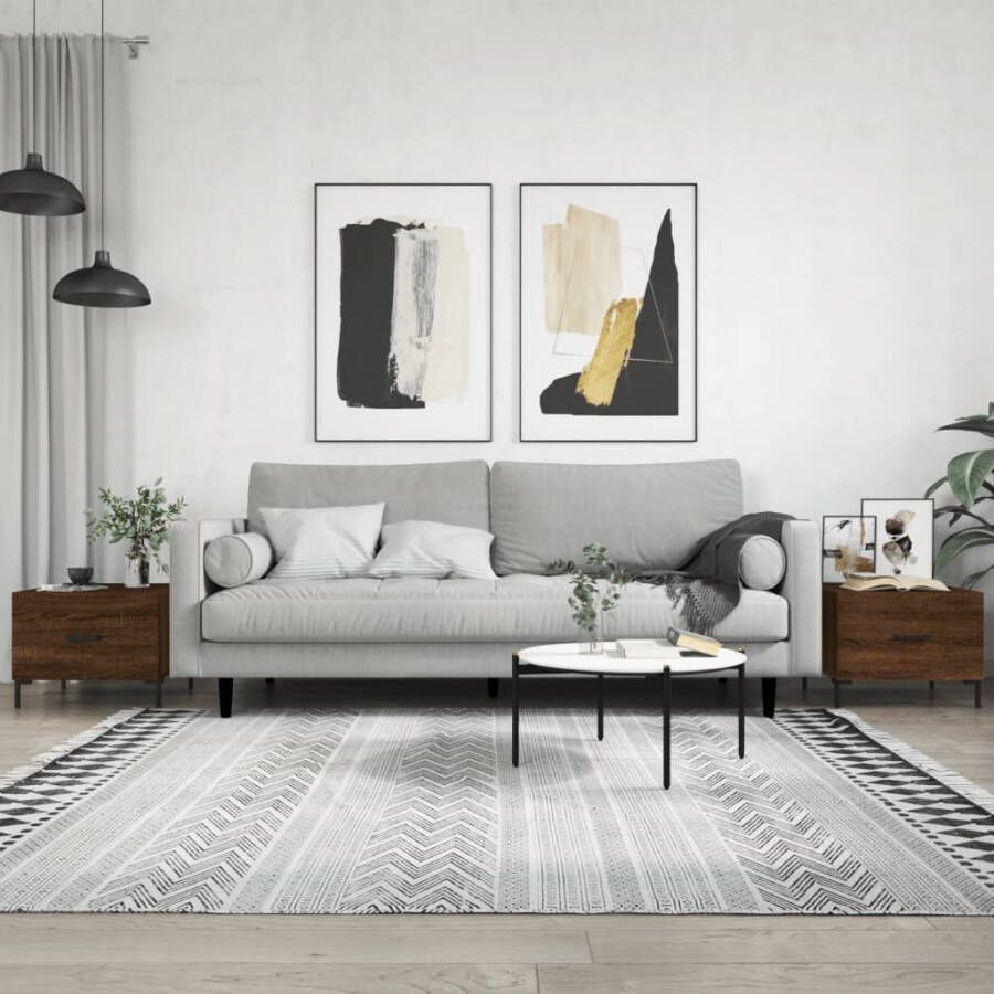 VidaXL -Salontafels-2-st-50x50x40-cm-bewerkt-hout-bruin-eikenkleur - Foto 2