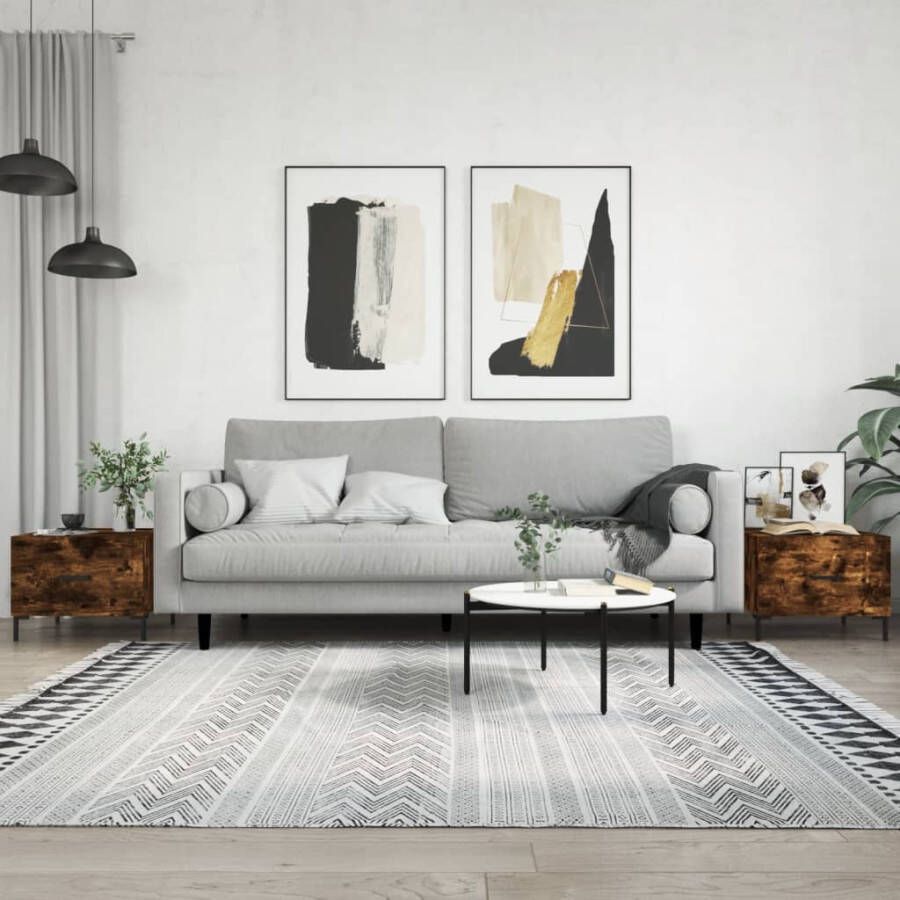 VidaXL -Salontafels-2-st-50x50x40-cm-bewerkt-hout-gerookt-eikenkleurig - Foto 5