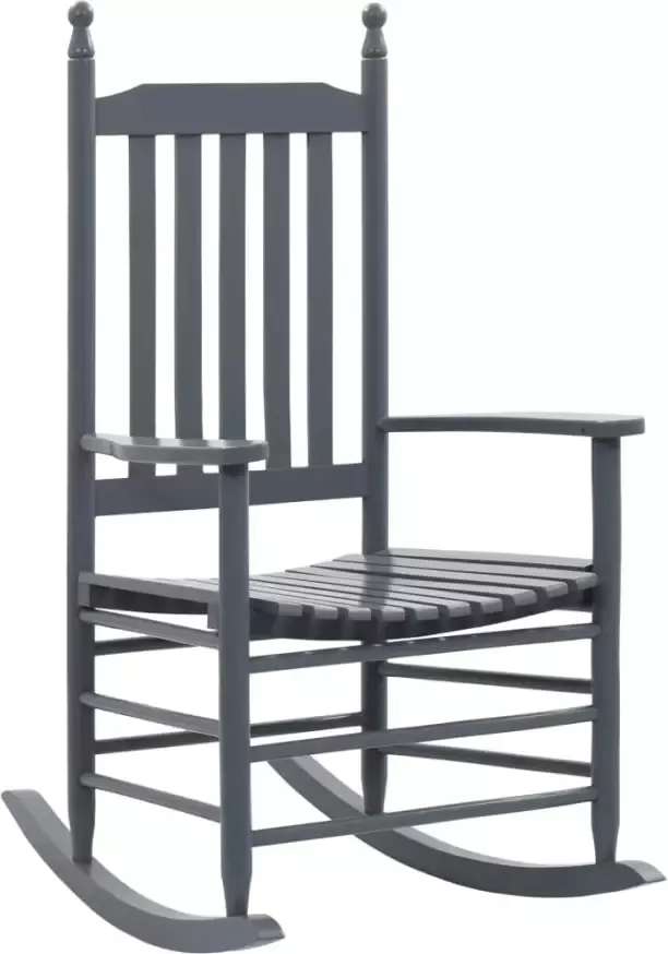 VIDAXL Schommelstoel met gebogen zitting populierenhout grijs - Foto 4