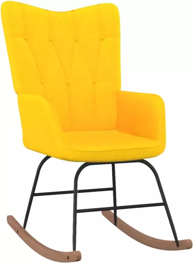 VidaXL Schommelstoel stof mosterdgeel - Foto 1