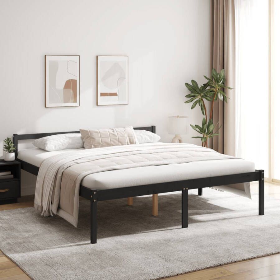 VidaXL -Bedframe-massief-grenenhout-zwart-180x200-cm-6FT-super-king - Foto 2