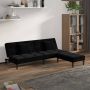 VidaXL -Slaapbank-2-zits-met-2-kussens-en-voetenbank-fluweel-zwart - Thumbnail 2