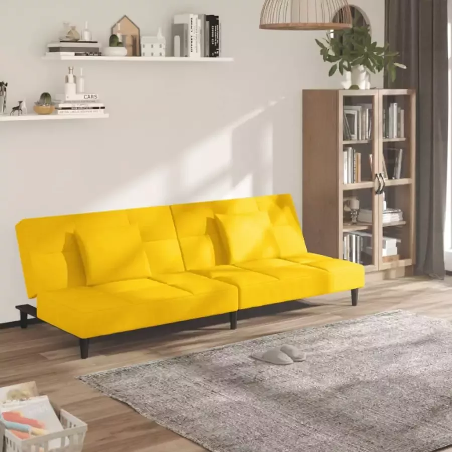 VIDAXL Slaapbank 2-zits met 2 kussens fluweel geel