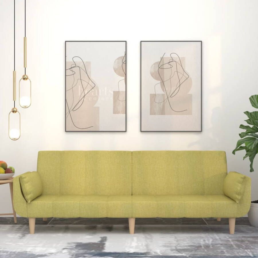 VidaXL Slaapbank 2-zits met 2 kussens stof groen - Foto 2