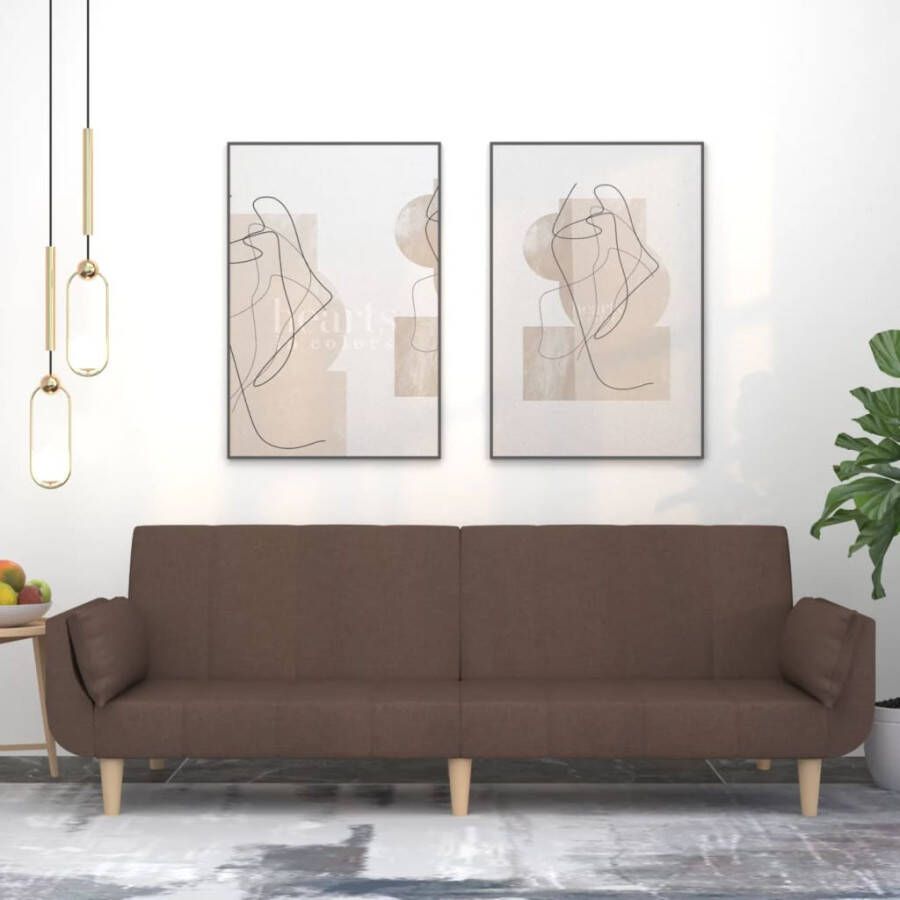 VidaXL -Slaapbank-2-zits-met-2-kussens-stof-taupe - Foto 1