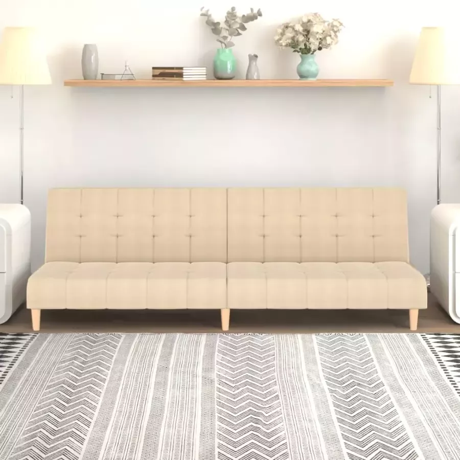 VidaXL -Slaapbank-2-zits-stof-crèmekleurig - Foto 6