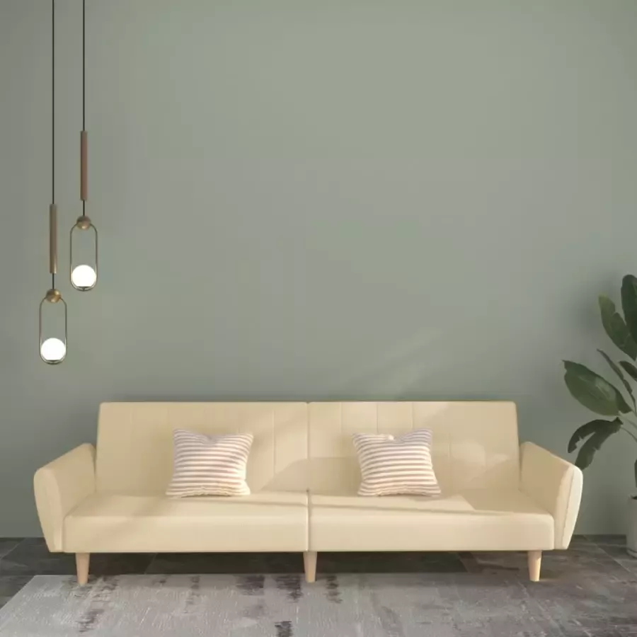 VidaXL Slaapbank 2-zits stof crèmekleurig