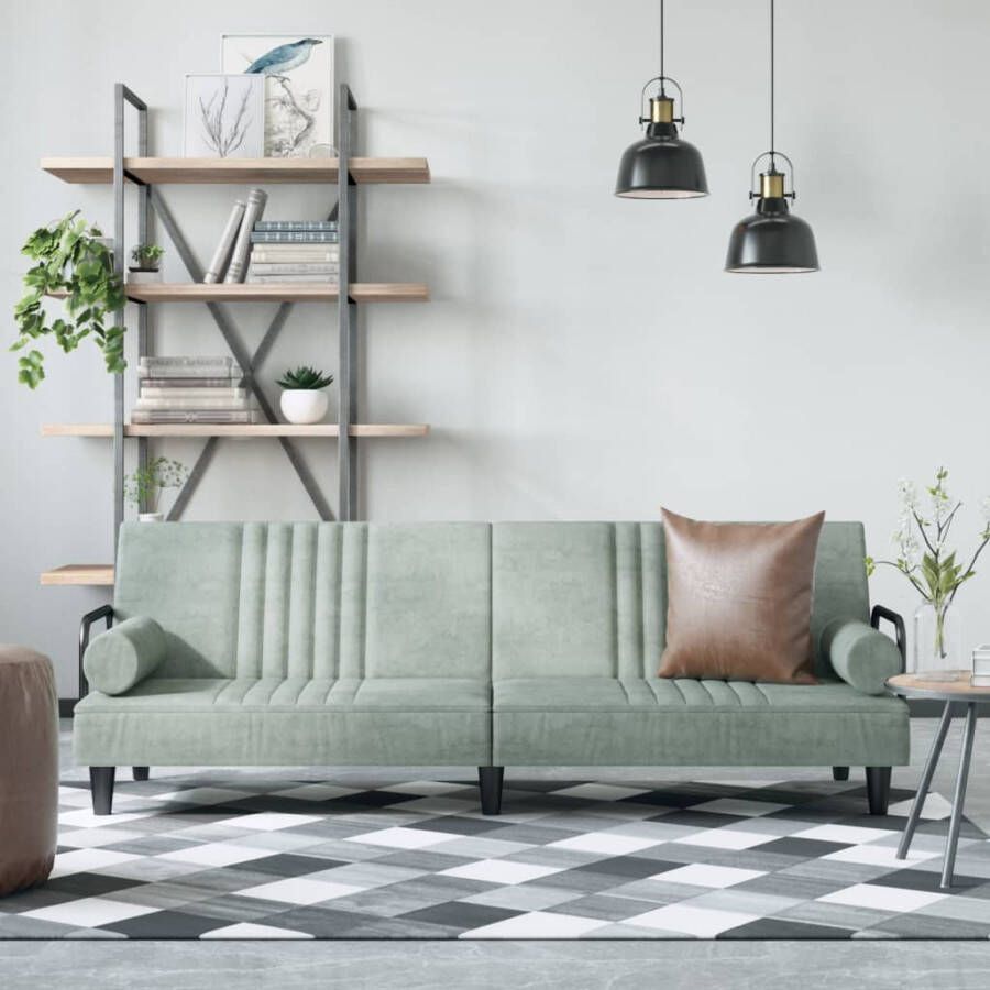 Vida XL Slaapbank met armleuningen fluweel lichtgrijs SKU: 351944 - Foto 2