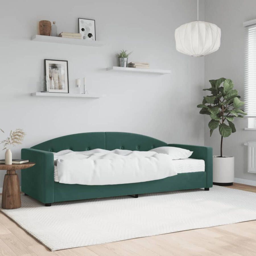 VidaXL -Slaapbank-met-matras-80x200-cm-fluweel-donkergroen - Foto 2