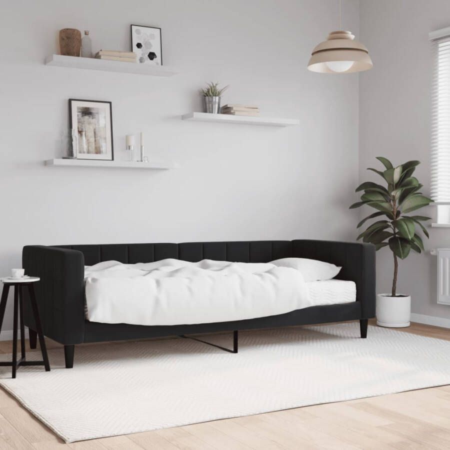 VidaXL -Slaapbank-met-matras-80x200-cm-fluweel-zwart