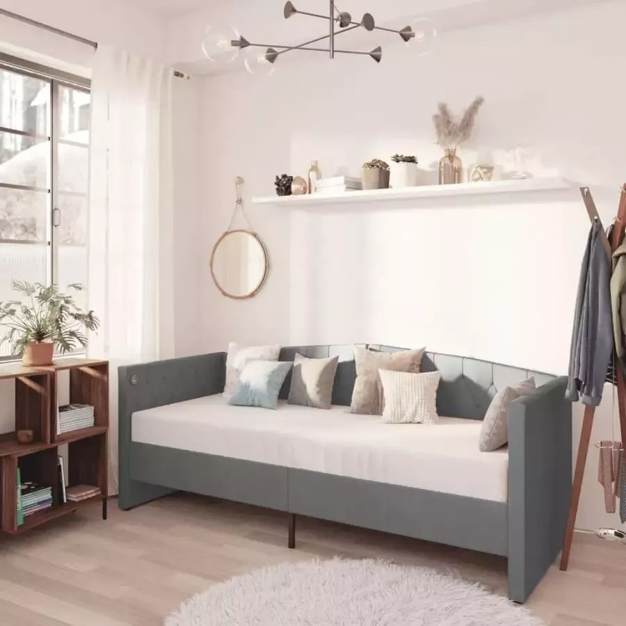 VidaXL Slaapbank met matras en USB fluweel lichtgrijs 90x200 cm