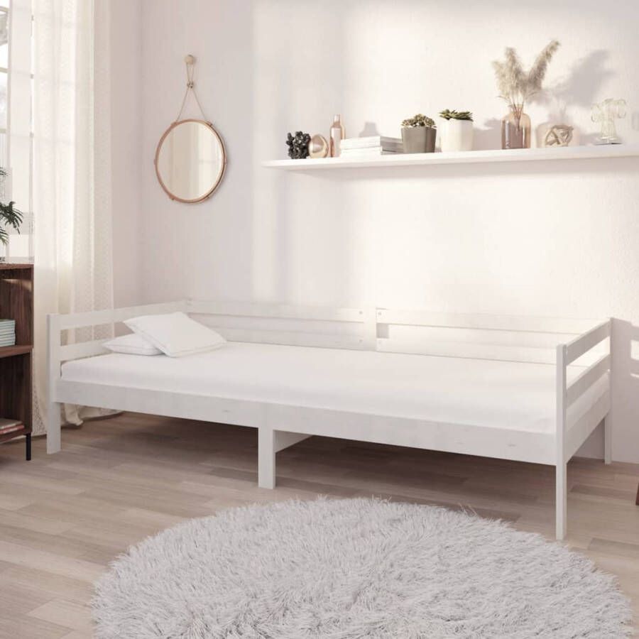 Vida XL Slaapbank met matras massief grenenhout wit 90x200 cm SKU: V3083560