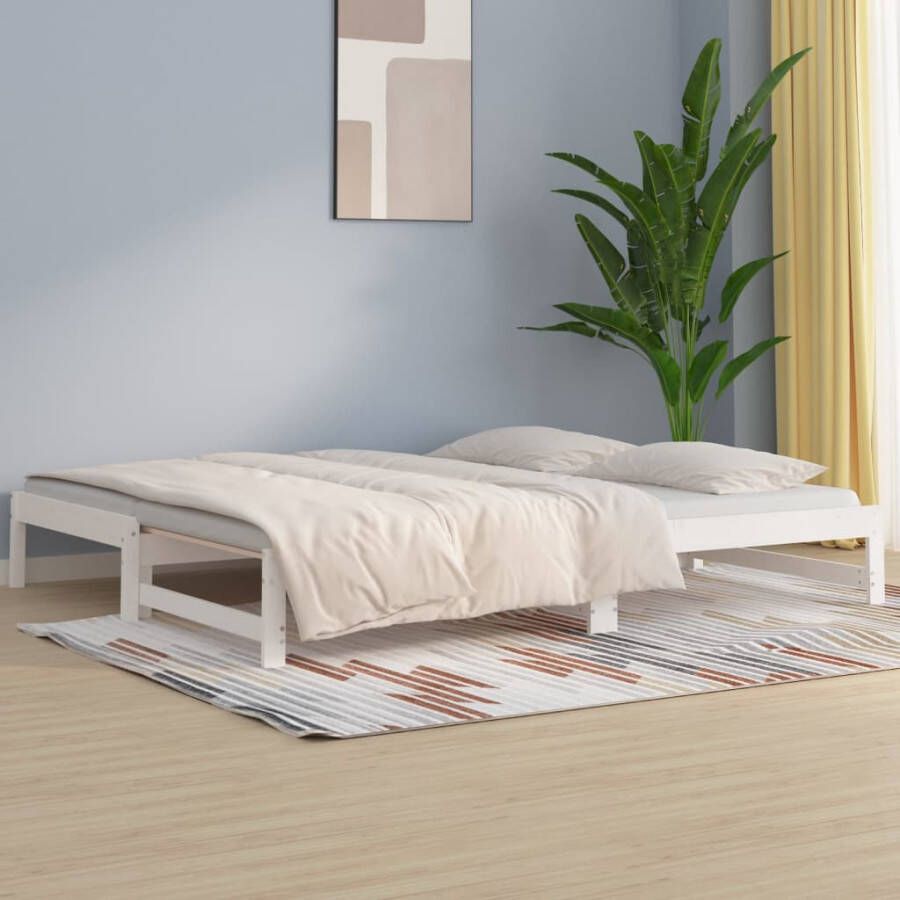 VidaXL -Slaapbank-uitschuifbaar-2x(80x200)-cm-massief-grenenhout-wit