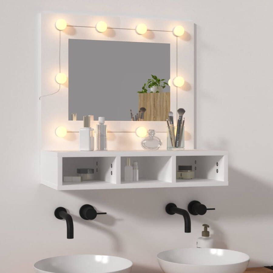 VIDAXL Spiegelkast met LED-verlichting 60x31 5x62 cm wit - Foto 4