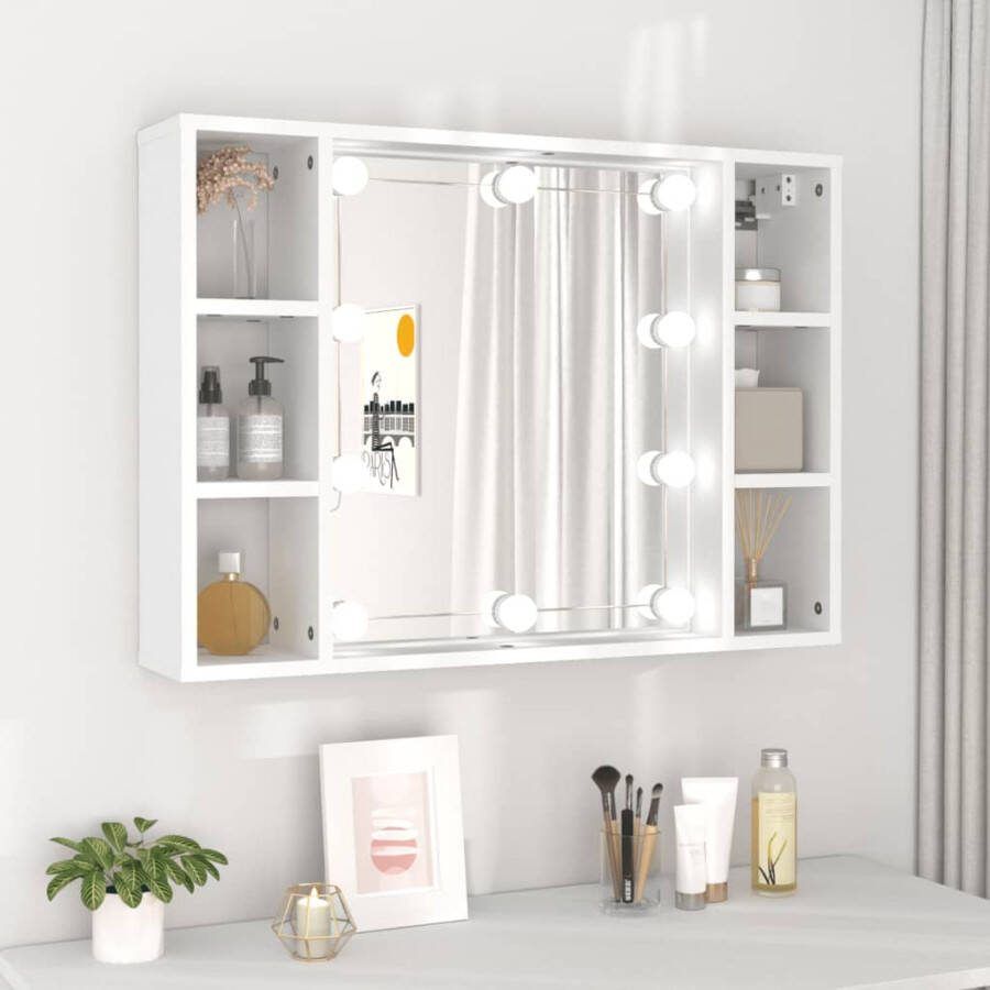 VidaXL Spiegelkast met LED-verlichting 76x15x55 cm wit