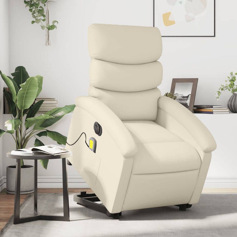 Vida XL vidaXL Sta-op-massagestoel elektrisch kunstleer crÃ¨mekleurig-VXL-3204062