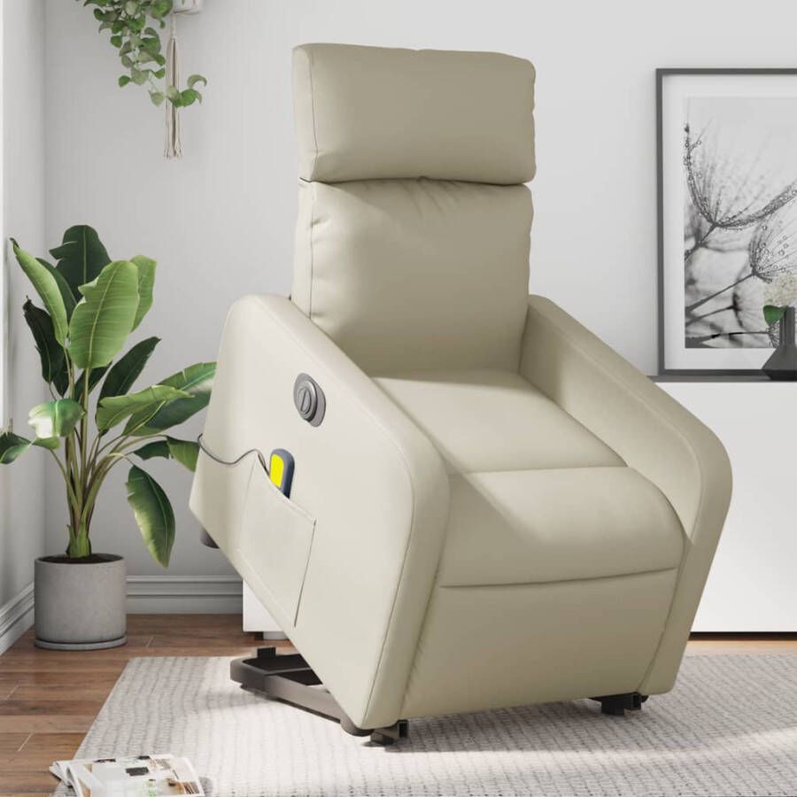 Vida XL vidaXL Sta-op-massagestoel elektrisch kunstleer crÃ¨mekleurig-VXL-3206771