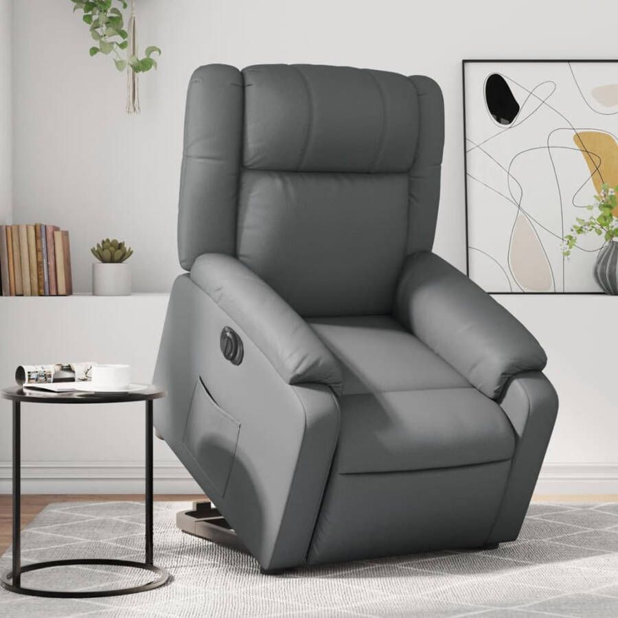 Vida XL vidaXL Sta-op-massagestoel elektrisch kunstleer grijs-VXL-3205174