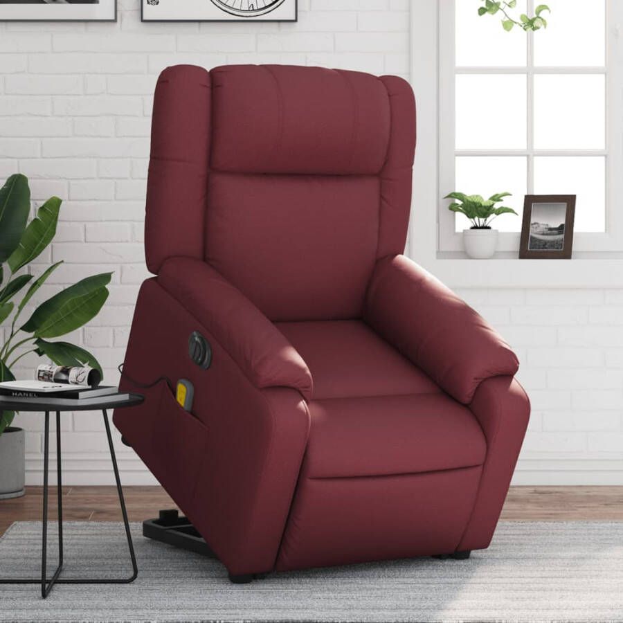 Vida XL vidaXL Sta-op-massagestoel elektrisch kunstleer wijnrood-VXL-3205175 - Foto 5