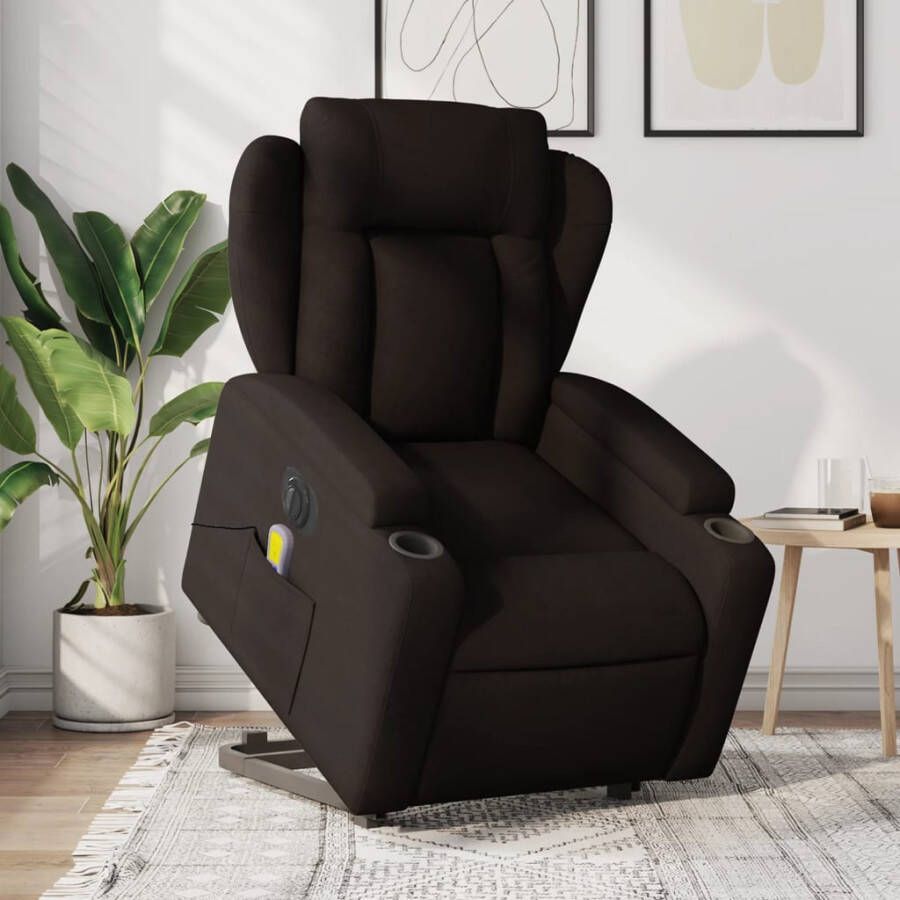Vida XL vidaXL Sta-op-massagestoel elektrisch verstelbaar stof donkerbruin-VXL-3204409 - Foto 2
