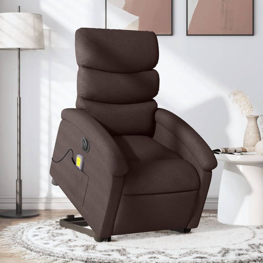 Vida XL vidaXL Sta-op-massagestoel elektrisch verstelbaar stof donkerbruin-VXL-3204409 - Foto 4