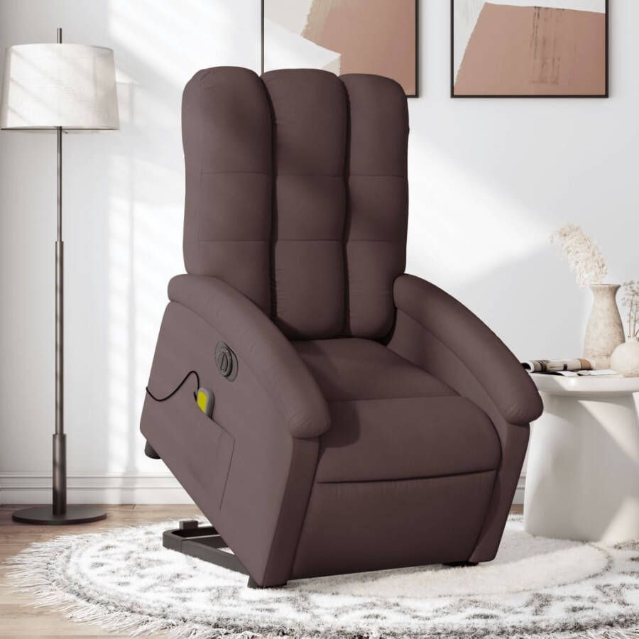 Vida XL vidaXL Sta-op-massagestoel elektrisch verstelbaar stof donkerbruin-VXL-3204409 - Foto 5