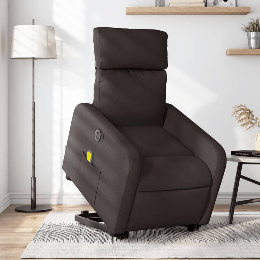 Vida XL vidaXL Sta-op-massagestoel elektrisch verstelbaar stof donkerbruin-VXL-3204409 - Foto 7