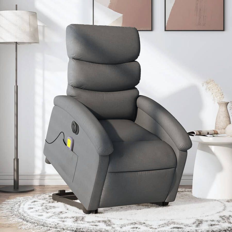 Vida XL vidaXL Sta-op-massagestoel elektrisch verstelbaar stof donkergrijs-VXL-3204015
