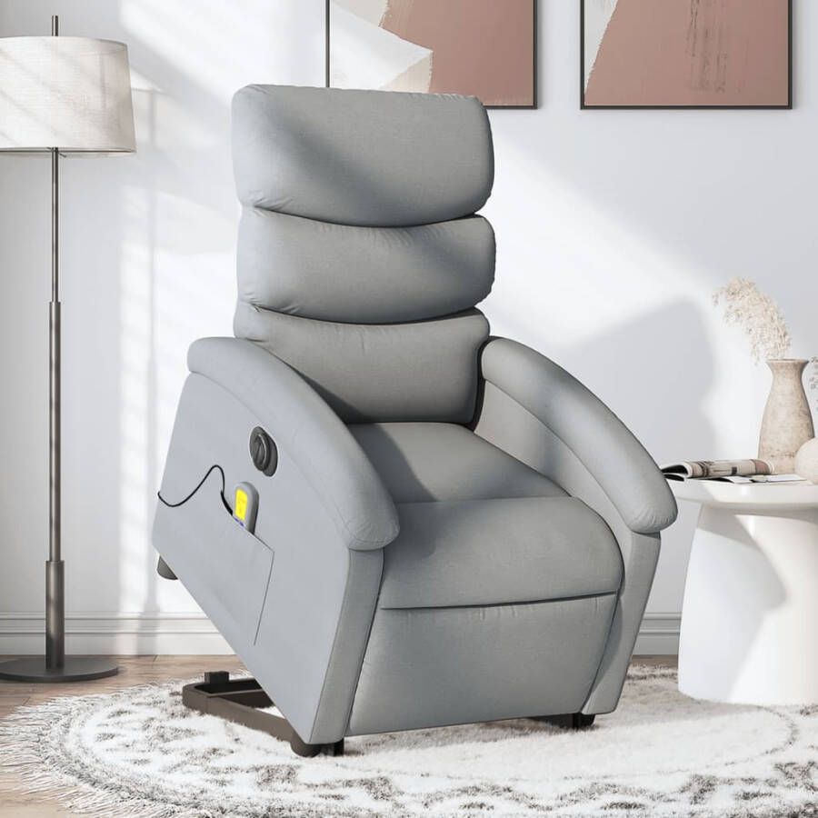 Vida XL vidaXL Sta-op-massagestoel elektrisch verstelbaar stof lichtgrijs-VXL-3204014