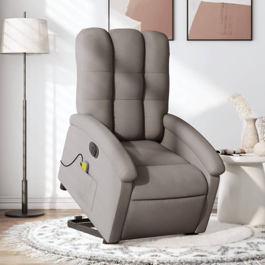 Vida XL vidaXL Sta-op-massagestoel elektrisch verstelbaar stof taupe-VXL-3204208